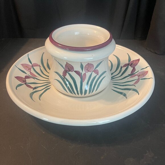 The Gourmet Potter Large Platter Bowl With Chip and Dip Chiller Warmer - Picture 1 of 6